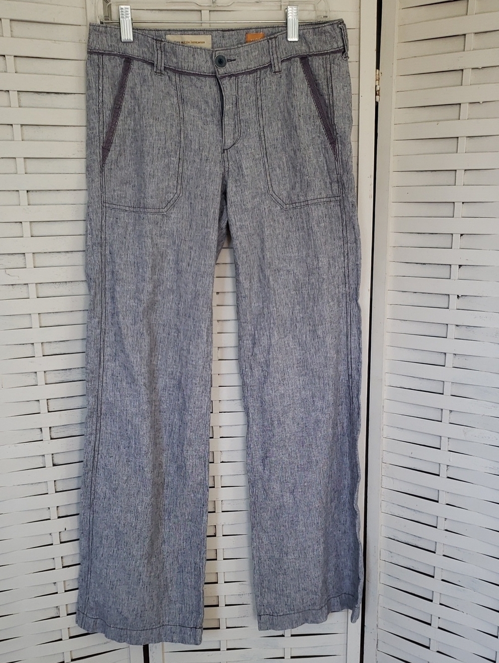 Pilcro Lightweight Stripe Wide-Leg Pants in Heathered Gray Size 6
